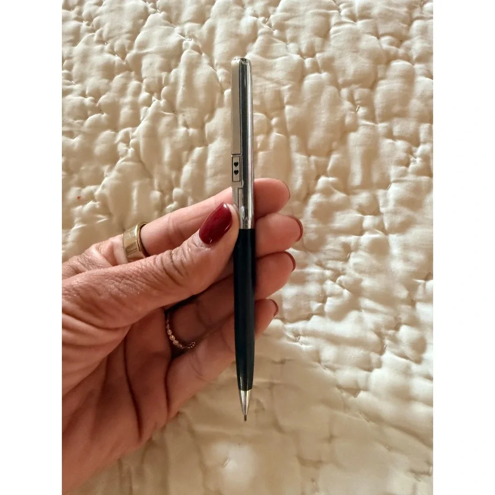 Vintage Paper Mate Mechanical Pencil Chrome and Black Double Heart Logo Slim